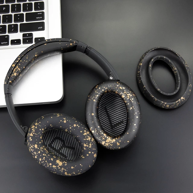 Alt view image 3 of 7 - Replacement Kit for Bose QuietComfort QC35/QC35 ii Over-Ear Headphones, Ear Pads Cushions + Headband + Silicone Earpads Cover Protector - Black Gold