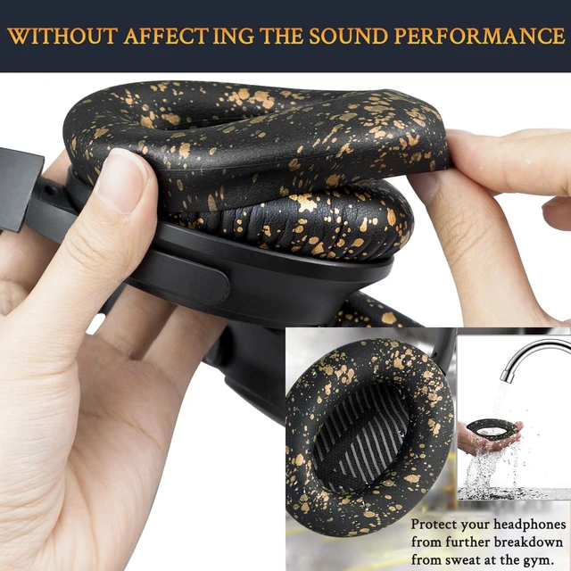 Alt view image 5 of 7 - Replacement Kit for Bose QuietComfort QC35/QC35 ii Over-Ear Headphones, Ear Pads Cushions + Headband + Silicone Earpads Cover Protector - Black Gold