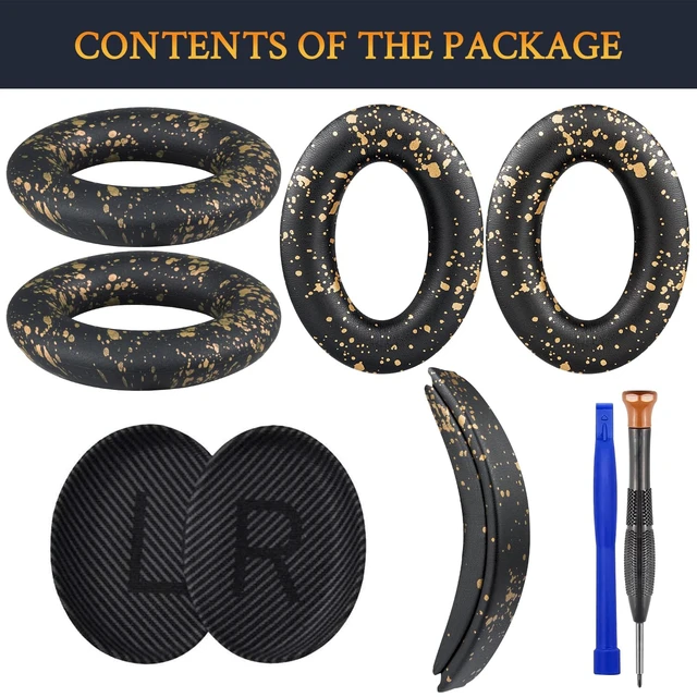 Alt view image 7 of 7 - Replacement Kit for Bose QuietComfort QC35/QC35 ii Over-Ear Headphones, Ear Pads Cushions + Headband + Silicone Earpads Cover Protector - Black Gold