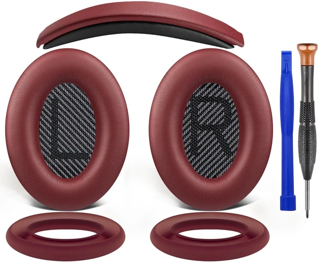 Main image of Replacement Kit for Bose QuietComfort QC35/QC35 ii Over-Ear Headphones, Ear Pads Cushions + Headband + Silicone Earpads Cover Protector - Burgundy