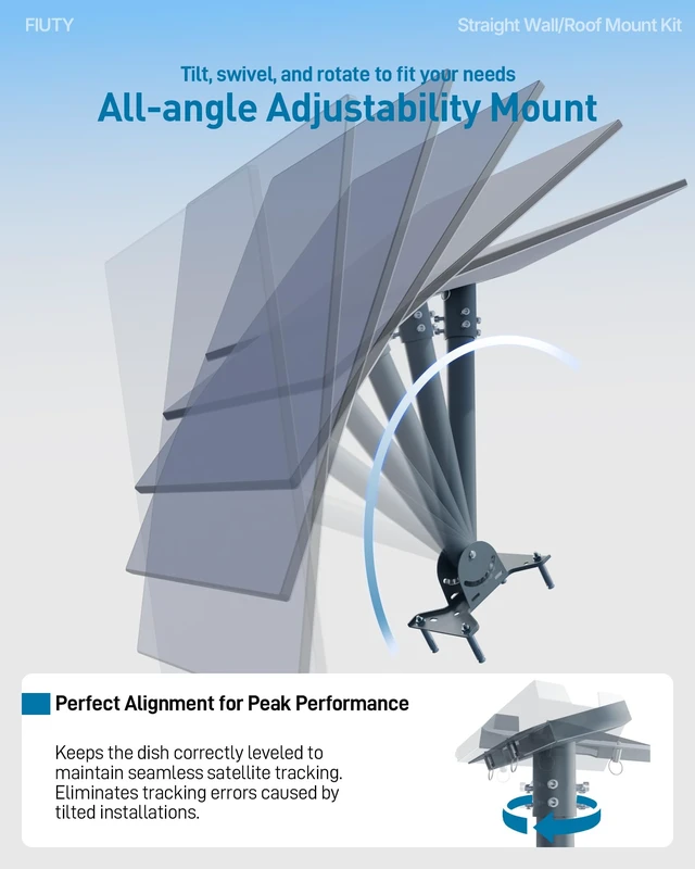 Alt view image 4 of 7 - Starlink Mount for Standard 4/4X/Gen3/V3, Metal Starlink Roof Mount Starlink Standard 4 Mount Consists of Pipe Adapter, Adjustable Base and Thickened Steel Pole (Straight Tube)