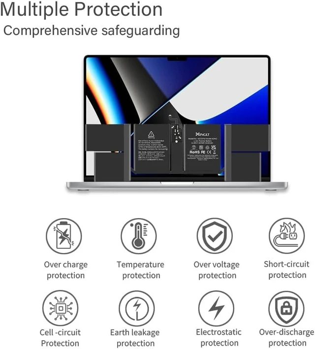 Alt view image 2 of 7 - A2519 Battery Replacement for A2442 MacBook Pro 14 inch(2021) 2779 A2918 (2023) EMC 3650 8102