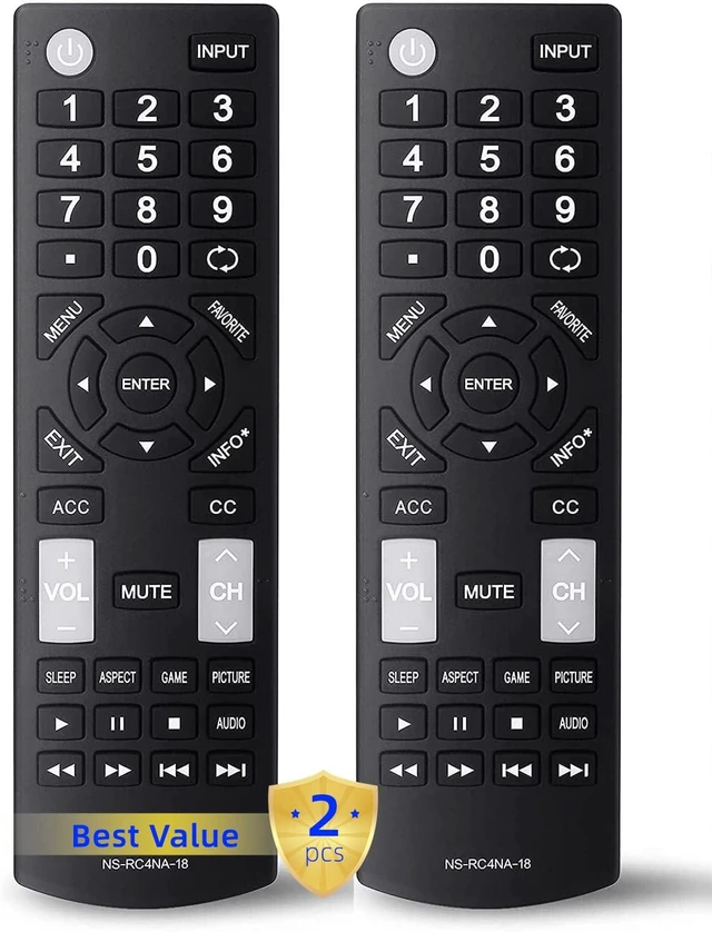 Main image of 2 Packs Universal Remote Control Replacement Fit for All Insignia LED-LCD HDTV TVs