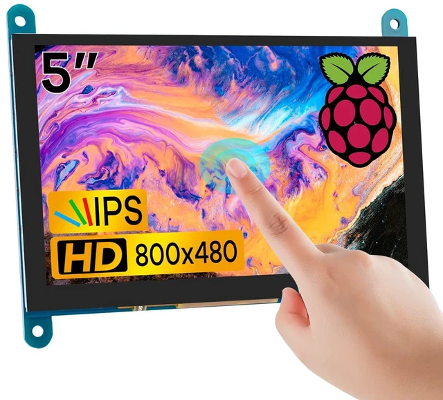 Main image of 5 Inch IPS LCD Touch Screen Display Panel 800×480 HDMI Monitor Built-in OSD Menu 5 Point Capacitive Touchscreen for Raspberry Pi 5/4/3, BB Black, PC Windows 10 8 7