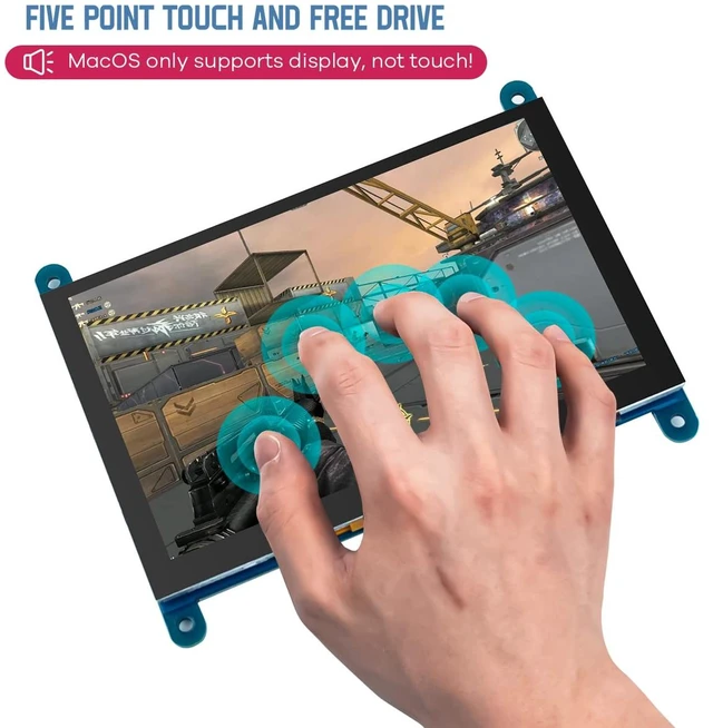 Alt view image 3 of 7 - 5 Inch IPS LCD Touch Screen Display Panel 800×480 HDMI Monitor Built-in OSD Menu 5 Point Capacitive Touchscreen for Raspberry Pi 5/4/3, BB Black, PC Windows 10 8 7