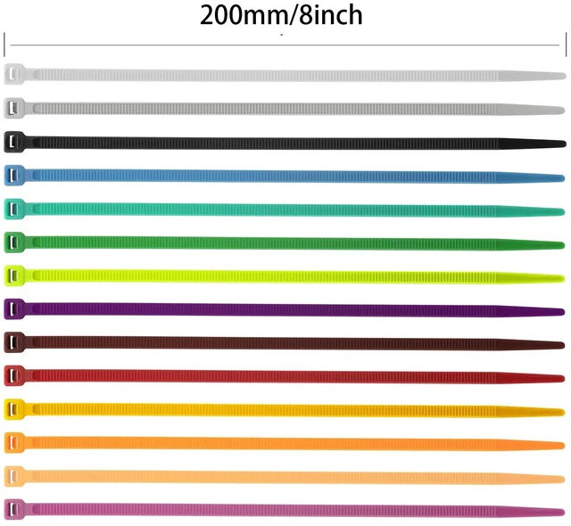 Alt view image 3 of 7 - 1200 PCS Colored Garden Zip Ties 8 inch, 50 lbs Strength, Multicolor Self-Locking Nylon Zip Ties for Marking Chickens Legs or Deco Mesh Wreath Supplies