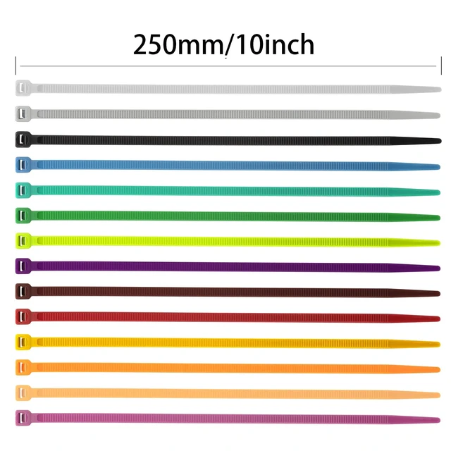 Alt view image 3 of 7 - 1200 PCS Colored Garden Cable Zip Ties 10 inch, 50 lbs Strength, Multicolor Self-Locking Nylon Zip Ties for Marking Chickens Legs or Deco Mesh Wreath Supplies
