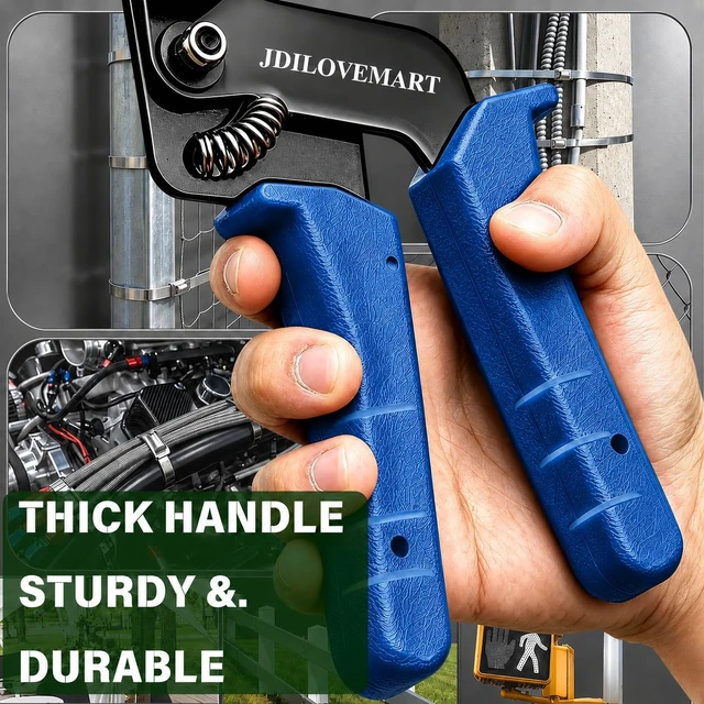 Alt view image 3 of 7 - 155PCS Heavy Duty 304 Stainless Steel Cable Tie Gun Kit, Includes 150PCS Metal Zip Ties(3 Sizes), Self-Locking, UV & Corrosion Resistant, for Fence, Exhaust Pipe, Chicken Coop, Farm Use (Blue)
