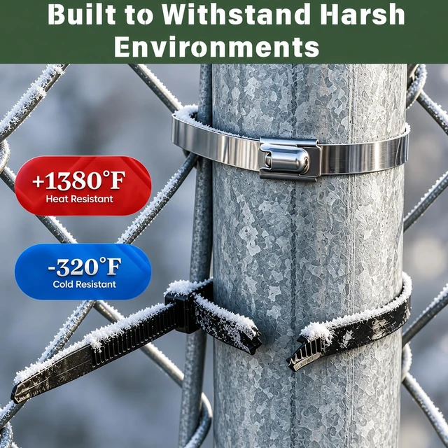 Alt view image 7 of 7 - 155PCS Heavy Duty 304 Stainless Steel Cable Tie Gun Kit, Includes 150PCS Metal Zip Ties(3 Sizes), Self-Locking, UV & Corrosion Resistant, for Fence, Exhaust Pipe, Chicken Coop, Farm Use (Black)