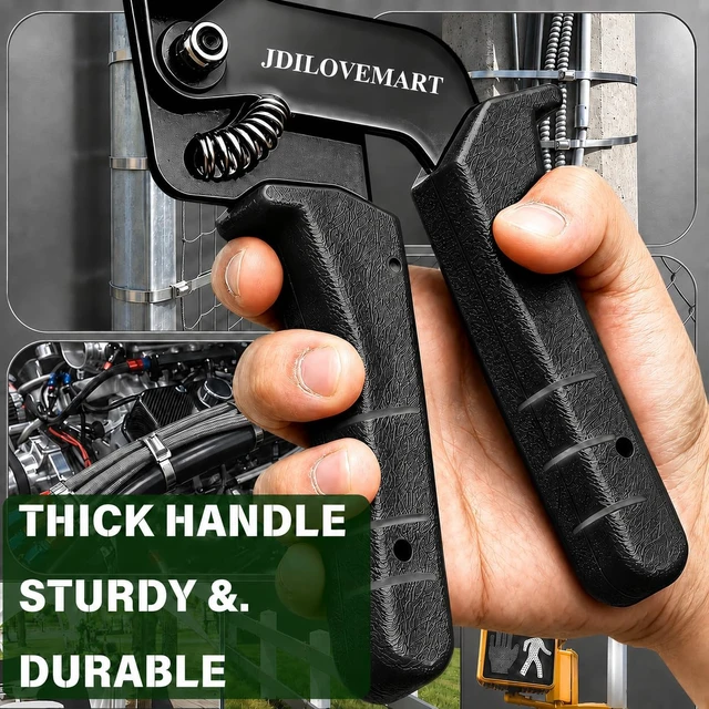 Alt view image 3 of 7 - 155PCS Heavy Duty 304 Stainless Steel Cable Tie Gun Kit, Includes 150PCS Metal Zip Ties(3 Sizes), Self-Locking, UV & Corrosion Resistant, for Fence, Exhaust Pipe, Chicken Coop, Farm Use (Black)
