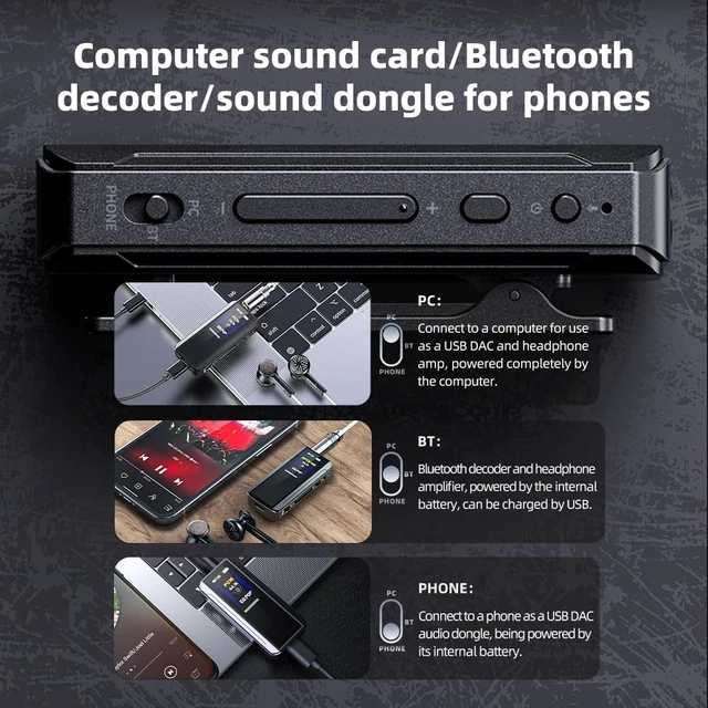 Alt view image 5 of 7 - BTR13 Bluetooth Headphone Amplifier with LDAC, aptX Adaptive, aptX HD, AAC (Dual CS43131 3.5mm Unbalanced & 4.4mm Balanced Output) (Blue)
