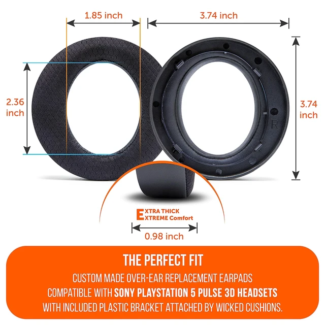 Alt view image 5 of 7 - Freeze Pulse 3D - Cooling Gel Earpads for Sony PS5 Pulse 3D Made by Wicked Cushions Thicker Cushion & Wider Opening Black