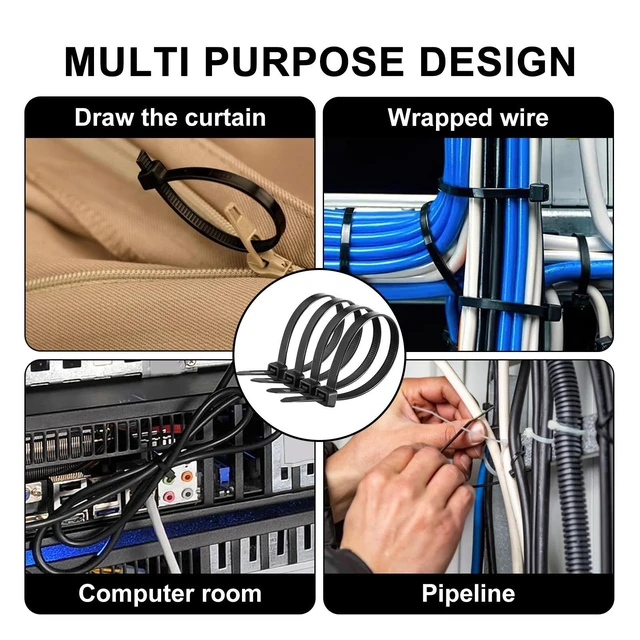 Alt view image 7 of 7 - Zip Ties 8 Inch - 4000 Pcs Black Zip Ties 50lbs Tensile Strength Self-Locking Cable Ties, UV Resistant Flame Retardant, Nylon Zipties for Indoor and Outdoor Cable Management