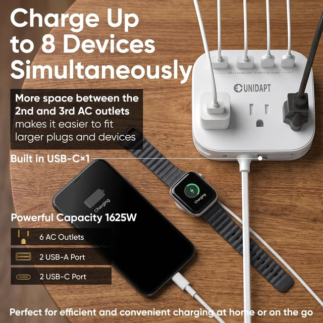Alt view image 5 of 7 - Cruise Approved Power Strip, Non Surge, US to Europe Plug Adapter USB-C Cord, 4 USB Ports, 3 AC Outlets, 5ft Extension, Wall Mountable European Travel Adaptor for Ship Cabin, Home