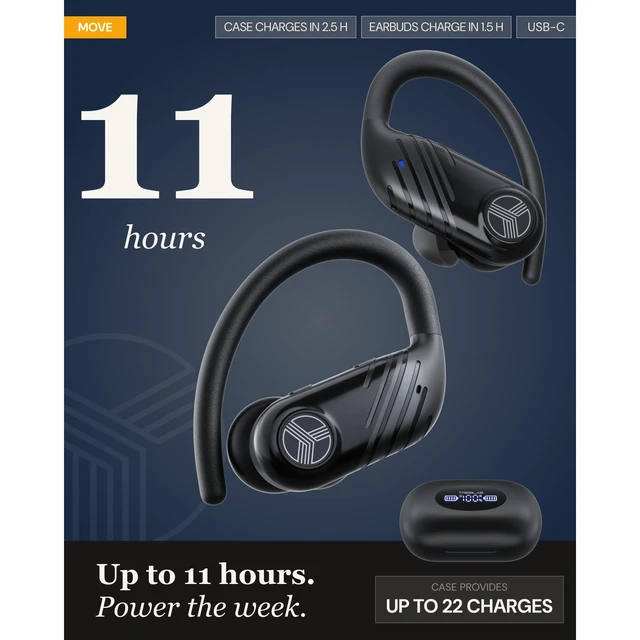 Alt view image 6 of 7 - X3-Pro Earbuds Wireless Bluetooth, Earhook IPX5 11H Powerbank Bluetooth Running Headphones, gaming mode 60ms, wireless charging case, secure earhook, ENC mics, BT 5.4, 9g ultra-light