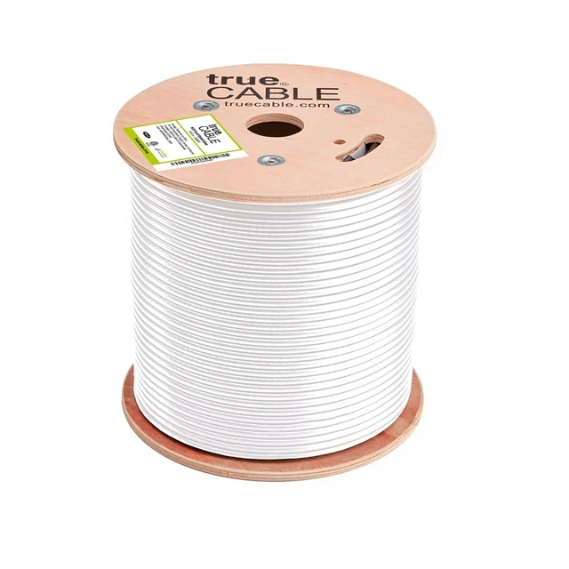 Alt view image 3 of 7 - trueCABLE RG6 Dual Shield Coax, 500ft, White, Riser Rated (CMR/CATVR/CL2), Bare Copper Conductor Coaxial Cable, 3GHz Sweep Tested