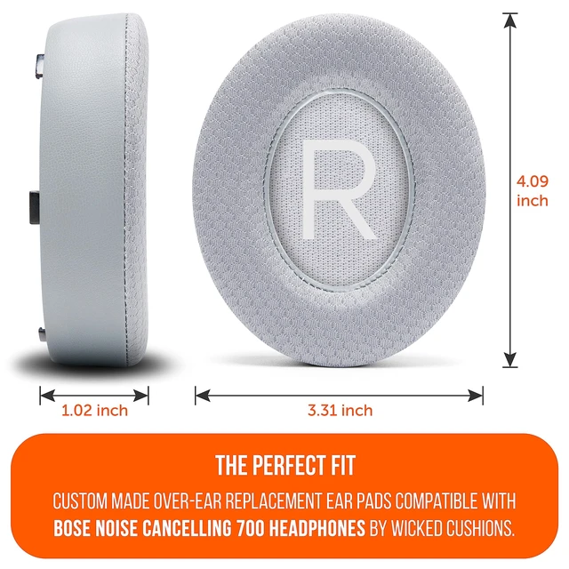 Alt view image 5 of 7 - Freeze NC700 - Cooling Gel Ear Pads for Bose Noise Canceling 700 Made by Wicked Cushions Breathable Sports Fabric, Extra Thick & Cooler for Longer Silver