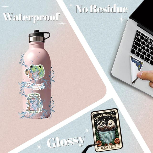Alt view image 3 of 7 - 300 PCS Book Stickers for Kindle, Bookish Sticker Pack Reading Waterproof Vinyl Decals for Laptop, Ebook Readers, Water Bottle, Phone, Journal, Scrapbook, No Repeats (Glossy)