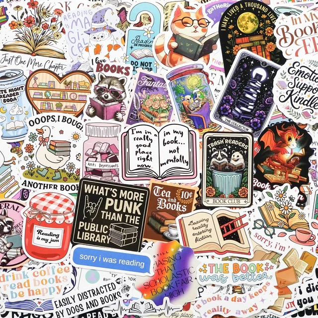 Alt view image 4 of 7 - 300 PCS Book Stickers for Kindle, Bookish Sticker Pack Reading Waterproof Vinyl Decals for Laptop, Ebook Readers, Water Bottle, Phone, Journal, Scrapbook, No Repeats (Glossy)