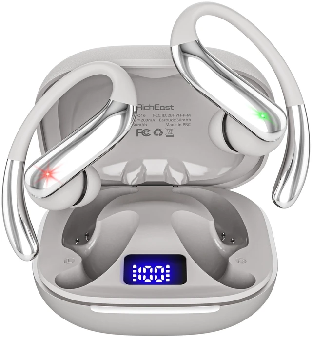 Main image of Active Noise Cancelling Earbuds Wireless Earbuds Bluetooth 6.0 Headphones, Hi-Res Audio Clear Calls Earphones with Over Ear Hooks for Running Gym Workout Travel Beige