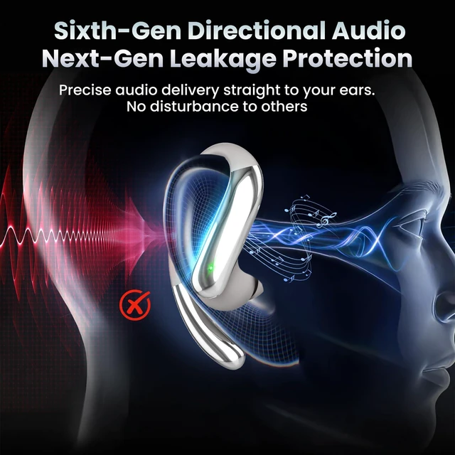 Alt view image 2 of 7 - Active Noise Cancelling Earbuds Wireless Earbuds Bluetooth 6.0 Headphones, Hi-Res Audio Clear Calls Earphones with Over Ear Hooks for Running Gym Workout Travel Beige