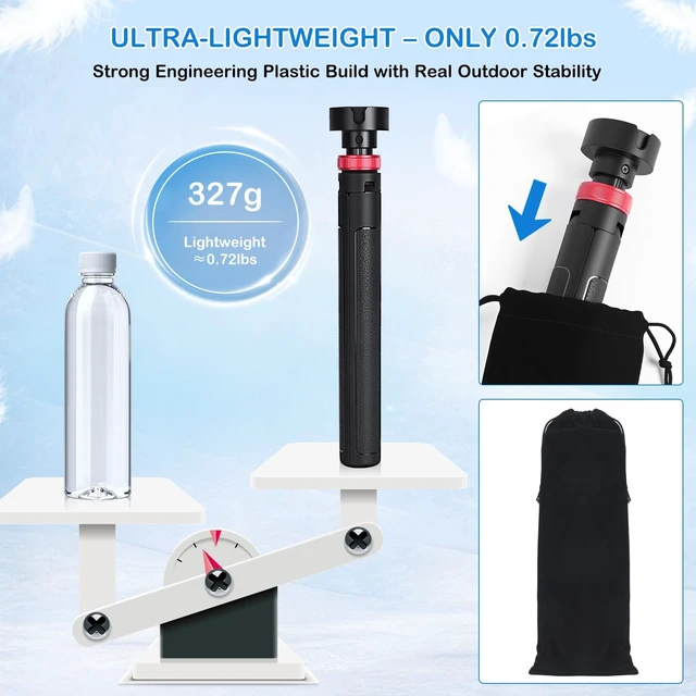 Alt view image 3 of 7 - Portable Starlink Mini Tripod Stand, 0.72 lb Lightweight Ground Mount Ultra-Light, Packable, Wind-Resistant, Anti-Slip Feet, for Backpacking RV Travel