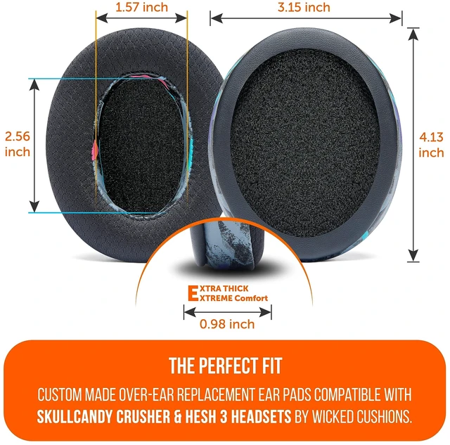 Alt view image 5 of 7 - Freeze Crusher - Cooling Gel Earpads for Skullcandy Crusher & Hesh 3 Made by Wicked Cushions Also fits Crusher ANC 2, Crusher 720 & 1080 Soft Memory Foam, Cooler for Longer 90's Black
