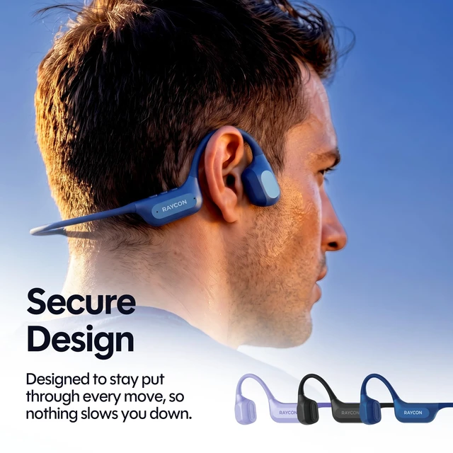 Alt view image 2 of 7 - Everyday Bone Conduction Headphones (Small Fit), 2nd Gen, Blue IP67 Waterproof; 16H Battery Life; Dual Mic Call Clarity; Lightweight, Open-Ear Design; Running/Cycling/Commuting