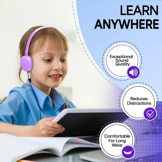 Alt view image 7 of 7 - 50 Pack Kids Headphones Bulk for Classroom School K-12, Wholesale Wired Student Headaets Adjustable 3.5mm Jack for Chromebook Laptop PC (HY104,50 Mixed)