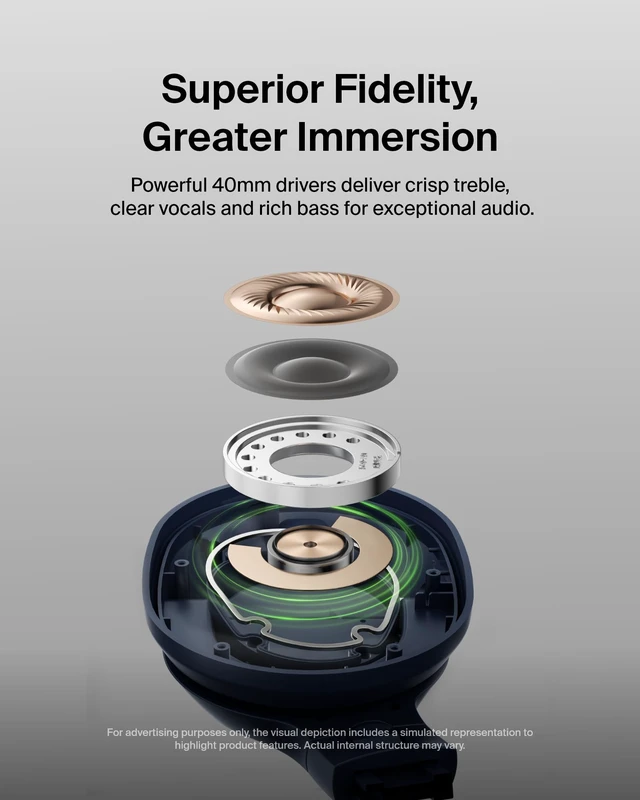 Alt view image 4 of 7 - SoundForm Surround Wireless Over-Ear Headphones Over-ear Bluetooth headphones, foldable design, recycled materials, multipoint, travel, home, office, commute