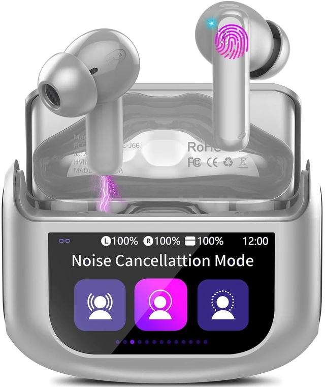 Main image of Wireless Earbuds, AI Translation Earbuds Real Time Touch Screen, Grey 5 EQ Modes, 48H AI Ear Buds with ANC Noise Cancelling/Transparency Mode, IPX7 Waterproof, 164 Language/7 Translation Modes