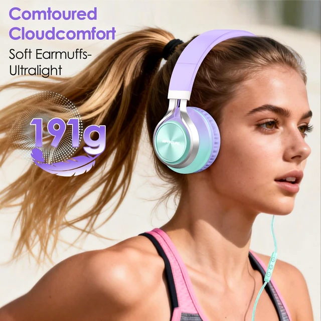 Alt view image 4 of 7 - USB C Headphones Wired with Mic & Volume Control, Tangle-Free, Type C Over-Ear Headphones, Lightweight/Foldable Kids Headphones Wired Headphones USB C for iPad/Sports/School/Travel/iPhone 17/16/15