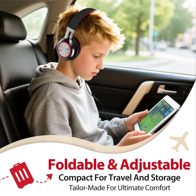 Alt view image 2 of 7 - USB C Headphones Wired with Mic & Volume Control, Noise Isolating Over-Ear Headphones, Tangle-Free Plaiting Line, Foldable Headphone for School/Travel/iPad,Tablet,iPhone 17/16/15