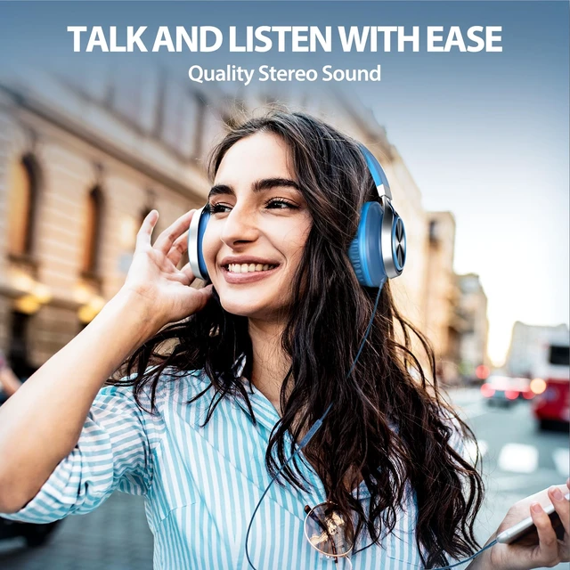 Alt view image 3 of 7 - USB C Headphones Wired with Mic & Volume Control, Noise Isolating Over-Ear Headphones, Tangle-Free Plaiting Line, Foldable Headphone for School/Travel/iPad,Tablet,iPhone 17/16/15