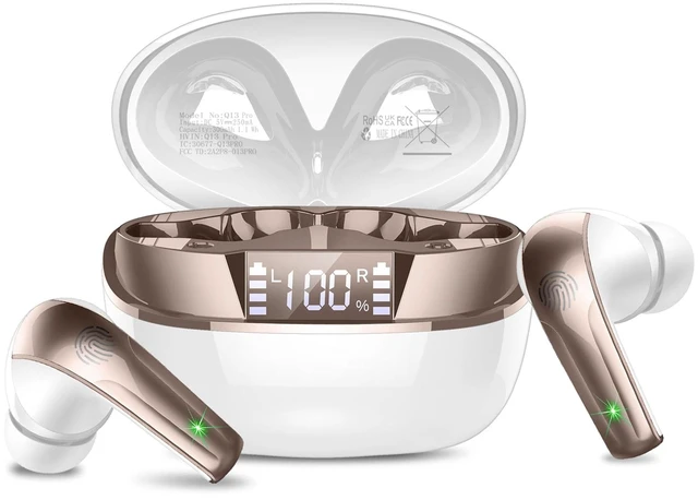 Main image of Wireless Earbuds Stereo Sound in Ear Headphones, 47H Playtime, LED Display Noise Cancelling EarBuds Deep Bass with 4 Mic ENC Clear Calls, Bluetooth 5.4 Headphones, Touch Control, IP7 Waterproof