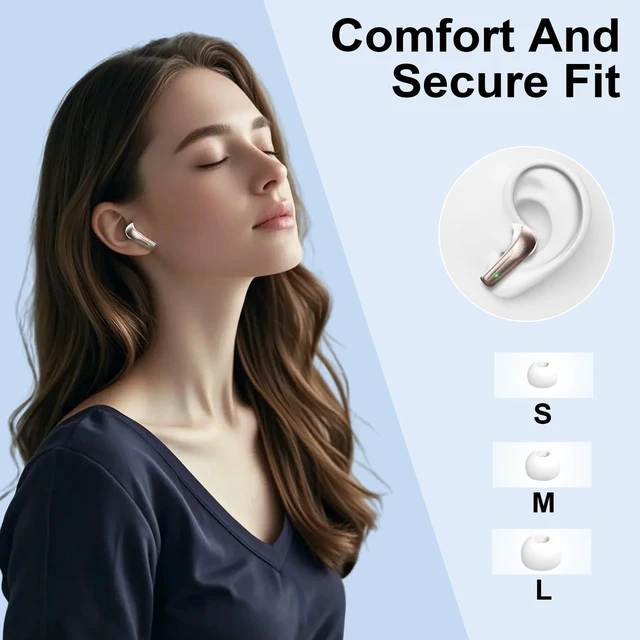 Alt view image 7 of 7 - Wireless Earbuds Stereo Sound in Ear Headphones, 47H Playtime, LED Display Noise Cancelling EarBuds Deep Bass with 4 Mic ENC Clear Calls, Bluetooth 5.4 Headphones, Touch Control, IP7 Waterproof