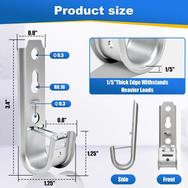Alt view image 2 of 7 - 3/4 Inch J Hooks Wall Mount Cable Support, 50 Pack with Retainer Clips 16-Gauge Galvanized Steel, Up to 50 lb; Holds About 7 CAT6 Cables for Ethernet, Coax & Fiber, Screws Not Included