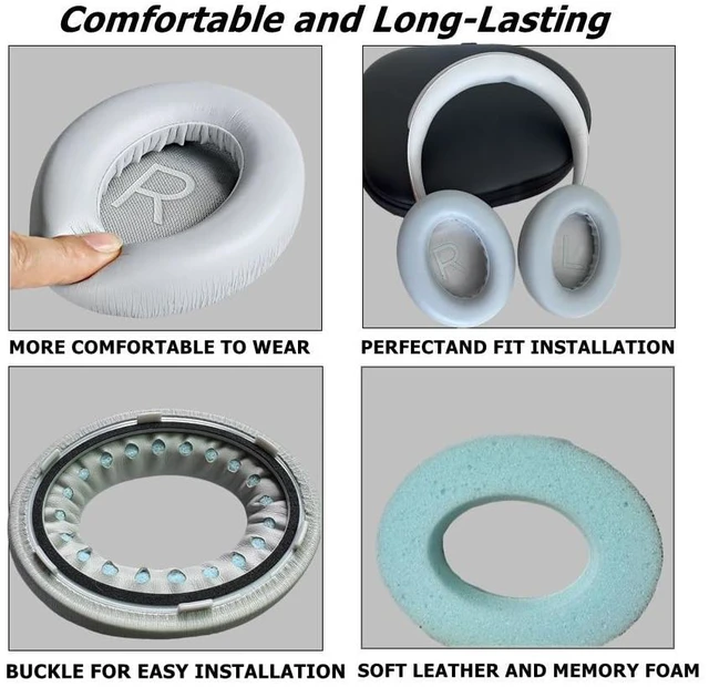 Alt view image 4 of 7 - Replacement Ear Pads Cushions, Earpads Cover for Bose 700 Noise-Cancelling NC700 Over Ear Headphones (Grey)