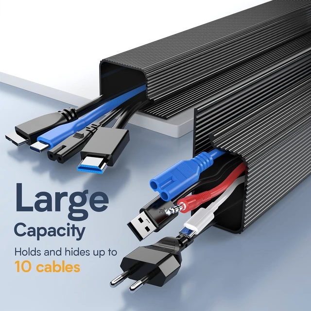 Alt view image 6 of 7 - 6 Pack Safe & Tidy Black Cable Management Solution - Protect Kids & Pets with Home Office Cable Management Under Desk, Cable Organizer, Cable Management Kit, Cord Organizer for Desk, 15.7in x 6