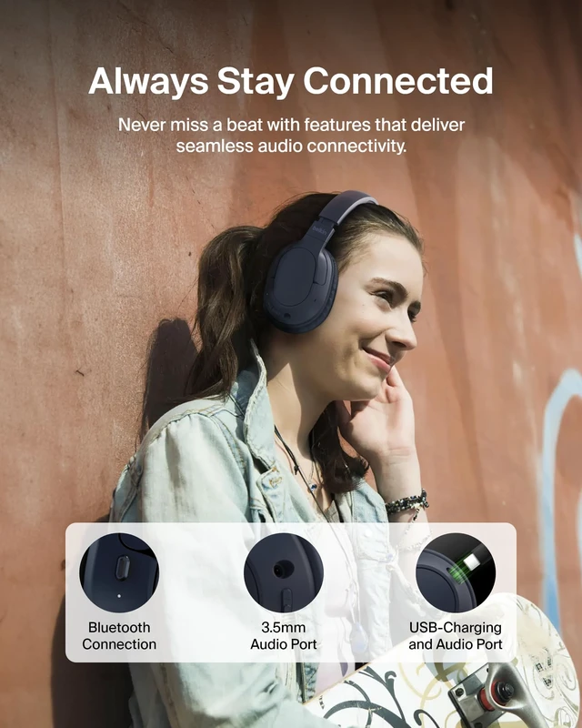 Alt view image 5 of 7 - SoundForm Surround Wireless Over-Ear Headphones Over-ear Bluetooth headphones, foldable design, recycled materials, multipoint, travel, home, office, commute