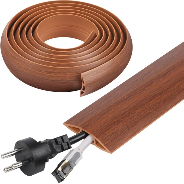 Main image of 10 FT Floor Cord Cover, Cord Covers for Wires on Floor, Cord Protector, Floor Cable Cover, Hide Extension Cord Covers for Floor, Cable Cavity: 0.47" (W) x 0.29" (H) - Brown