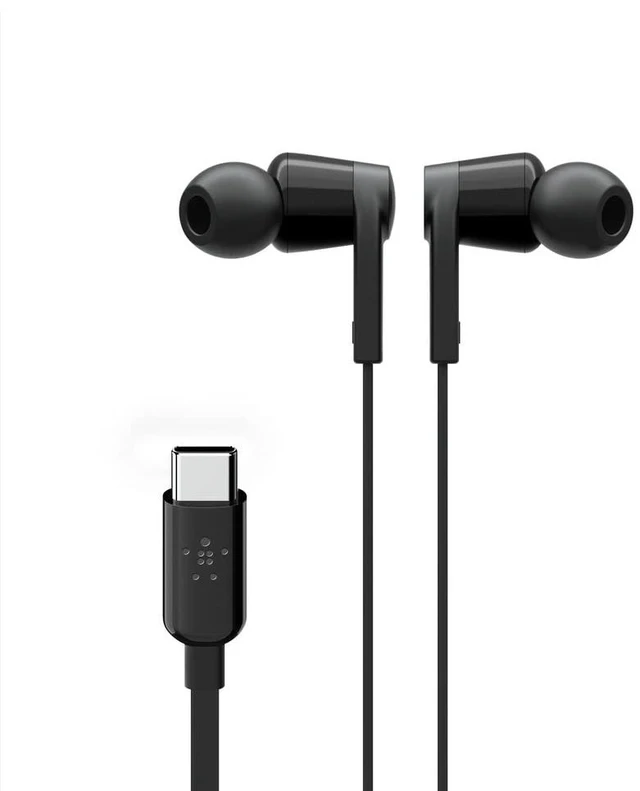 Main image of Wired Earbuds with USB-C Connector, Built-in Mic In-ear headphones, tangle-free cable, inline remote, volume and track controls, USB-C smartphones, tablets
