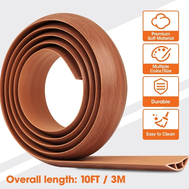 Alt view image 4 of 6 - 10 FT Floor Cord Cover, Cord Covers for Wires on Floor, Cord Protector, Floor Cable Cover, Hide Extension Cord Covers for Floor, Cable Cavity: 0.47" (W) x 0.29" (H) - Brown