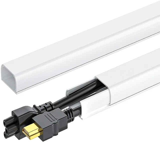 Main image of 142in Wall Cord Hider for 2-3 Cords, W0.94in H0.47in, White Medium Cord Covers for Wires on wall, On-Wall Cord Cover Cable Concealer