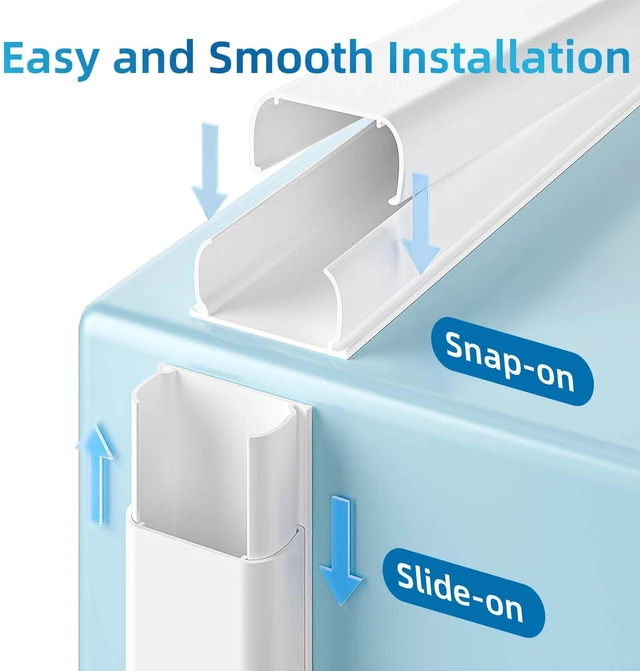 Alt view image 4 of 6 - 142in Wall Cord Hider for 2-3 Cords, W0.94in H0.47in, White Medium Cord Covers for Wires on wall, On-Wall Cord Cover Cable Concealer