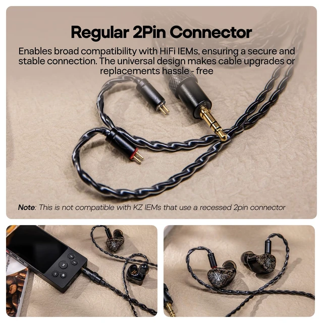 Alt view image 7 of 7 - Kiwi Ears x B_Media Terras IEM Cable, 3.5mm/4.4mm/USB Type-C 4N Single Crystal Copper Wire, 32AWG, 0.78mm 2Pin Upgrade In Ear Monitor Cord for ZiiGAAT SIMGOT HiFi Wired Earbuds, 2m