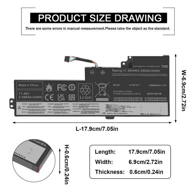 Alt view image 2 of 7 - 01AV421 01AV419 01AV420 01AV489 Laptop Battery Compatible with Lenovo ThinkPad T470 T480 T580 A475 A485 TP25 Series SB10K97577 SB10K97576 SB10K97578