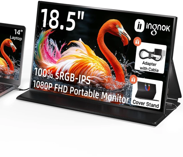 Main image of 18.5Inch Laptop Monitor,100% sRGB FHD 1080P Second Screen 60Hz USB-C Mini HDMI Large Monitor for Laptop,Mac mini PC,PS5/Switch,with Magnetic Case,Built-in Speakers,VESA-ready