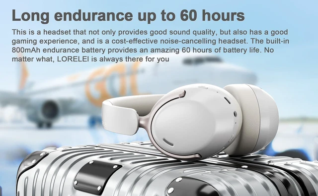 Alt view image 6 of 6 - QC30 Hybrid Active Noise Cancelling Headphones, 60H Playtime, Built-in Mic, Wireless Over Ear Headsets with Case,Bluetooth 5.4,Deep Bass Comfort Fit Soft-Earpads Fast Charging -White Smoke