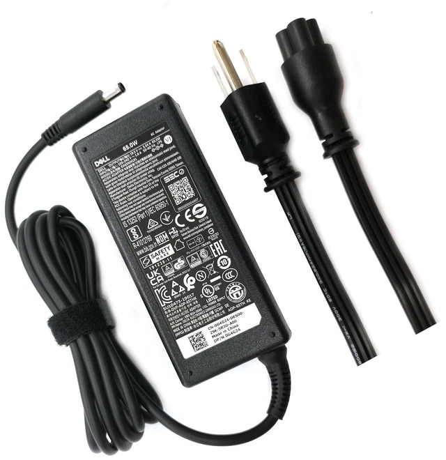 Main image of 65W 4.5mm tip Laptop Charger,Latitude 3320 3330 3340 3420 3430 3435 3440 3450 3520 3530 3535 3540 AC Adapter, Black, DA65NM191